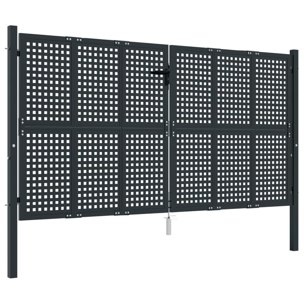 vidaXL Puerta de jardín acero gris antracita 300x125 cm Precio de fábrica