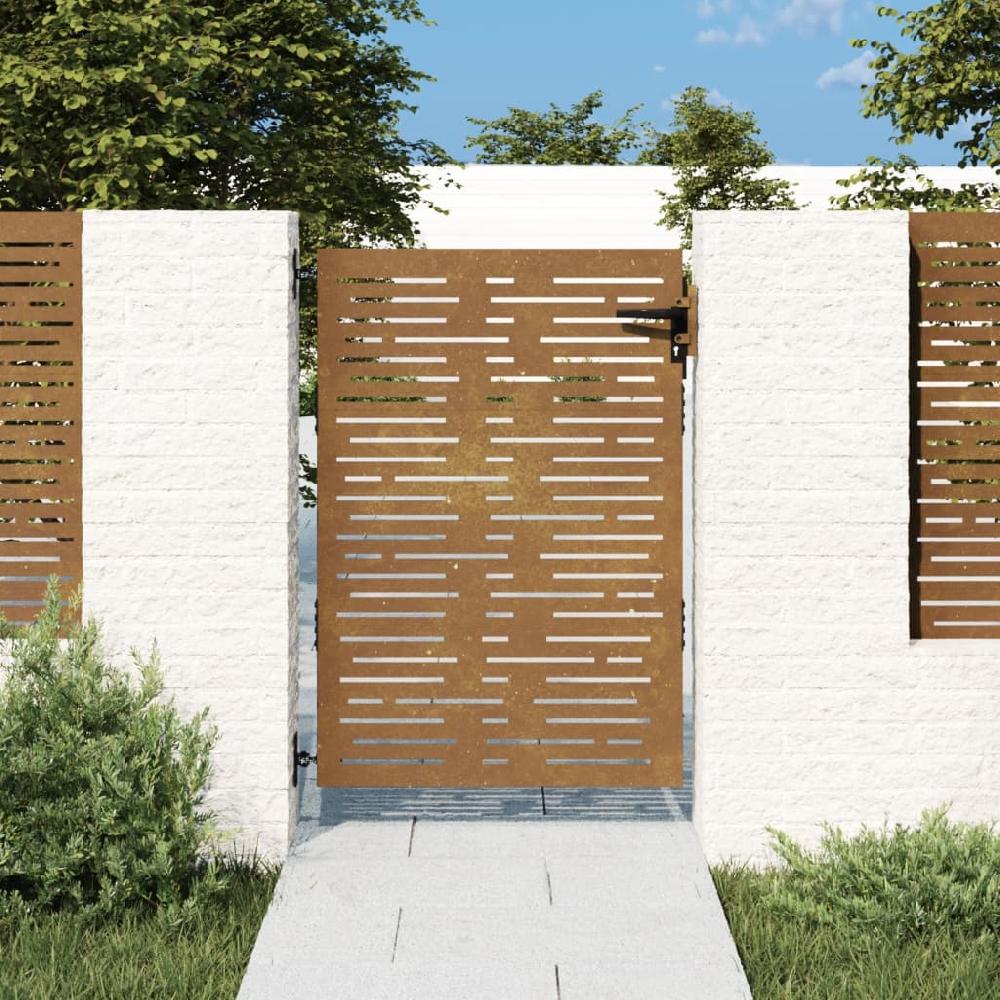 Puerta de jardín | Puerta para valla acero corten diseño cuadrado 85x125 cm CFW31730