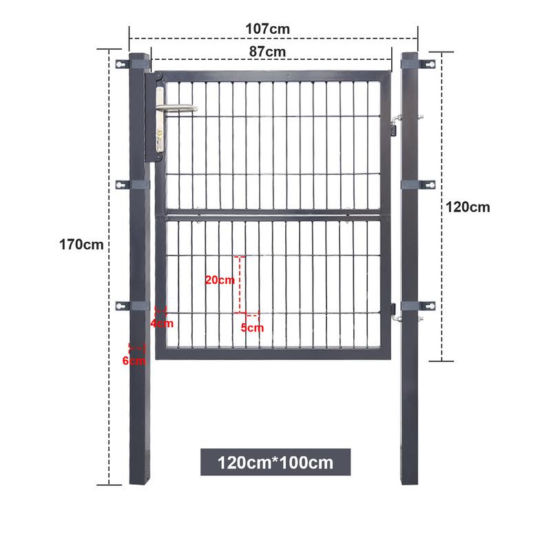 Puerta de Malla para Jardín Acero Galvanizado Valla con Cerradura Puerta 120 x 100cm Gris Superdescuento