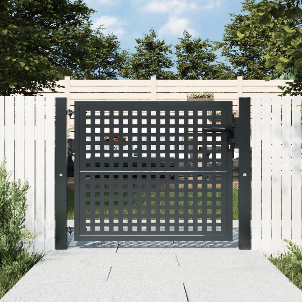 Puerta de jardín | Puerta para valla acero gris antracita 105x125 cm CFW64772