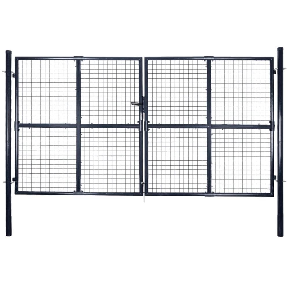 vidaXL Puerta de malla de jardín acero galvanizado gris 289x150 cm