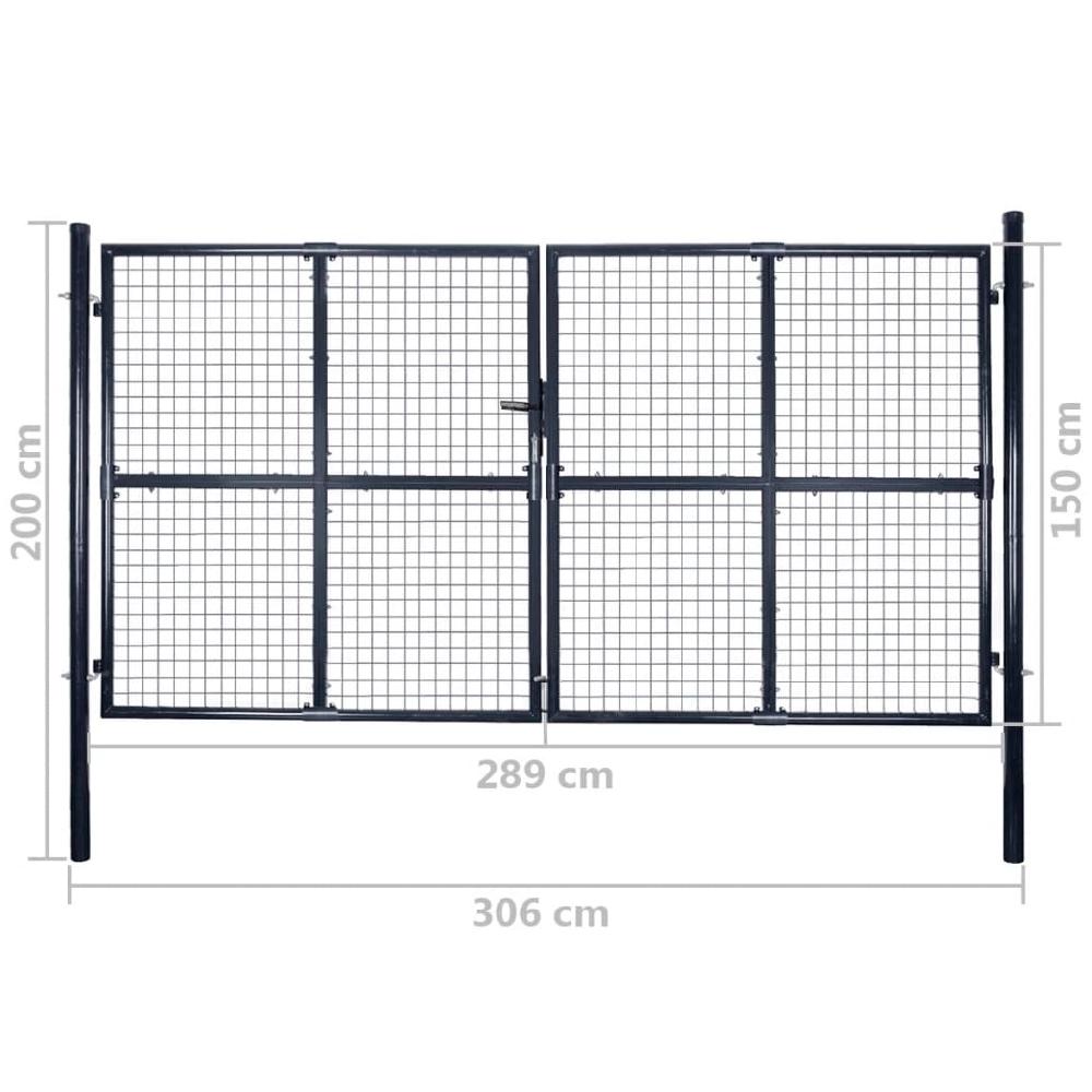 vidaXL Puerta de malla de jardín acero galvanizado gris 289x150 cm Precios de Black Friday