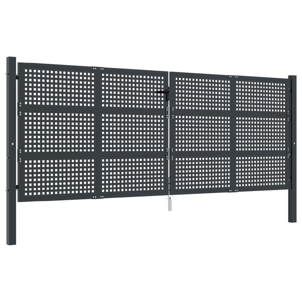 Puerta de jardín antracita 400x125 cm acero Descuentos del mes