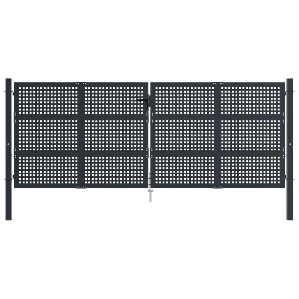 Puerta de jardín antracita 400x125 cm acero Descuentos del mes