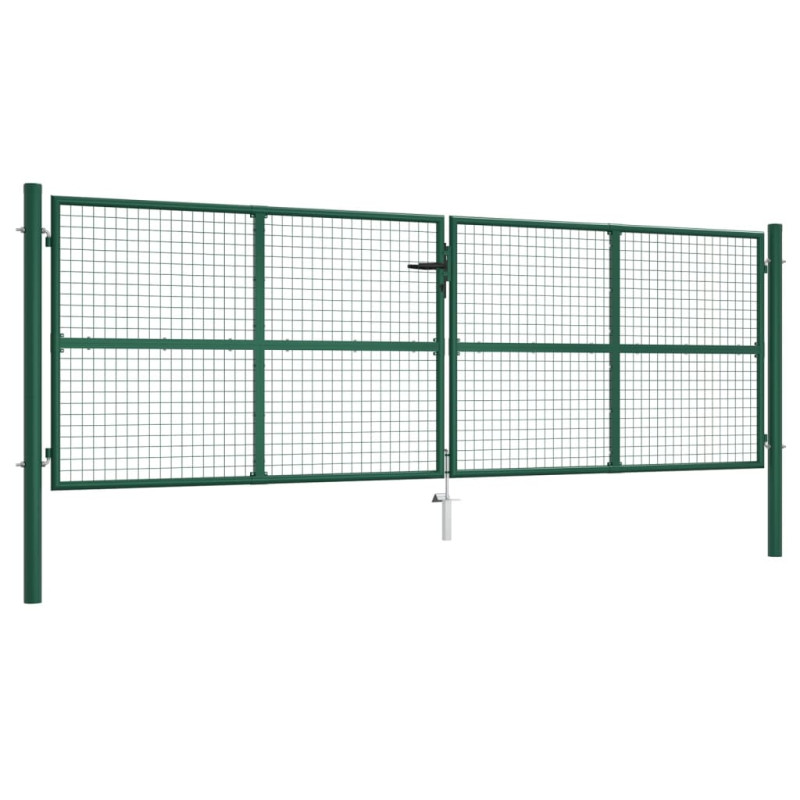 vidaXL Puerta de malla de jardín acero verde 390x125 cm