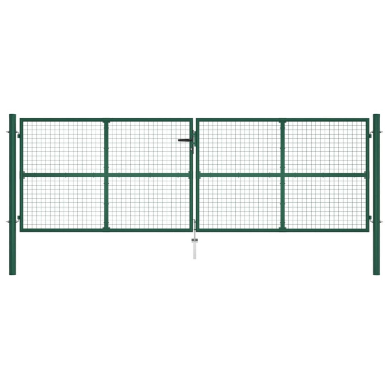 vidaXL Puerta de malla de jardín acero verde 390x125 cm Última moda