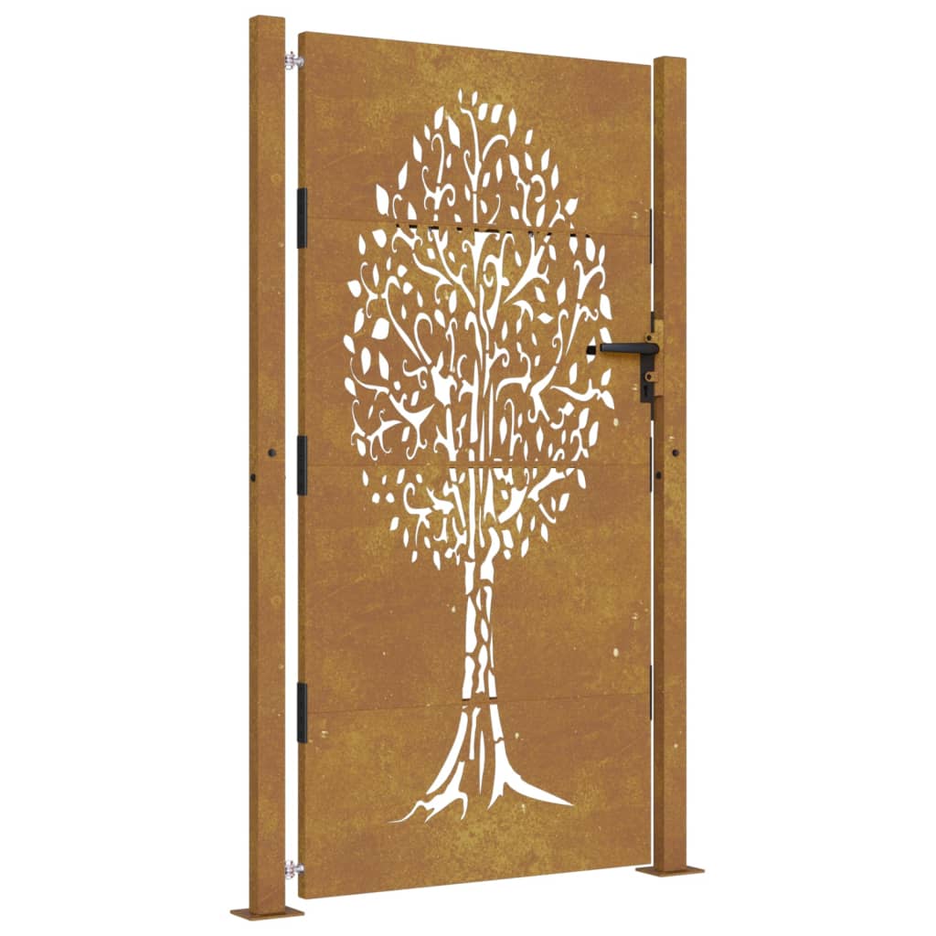 vidaXL Puerta de jardín acero corten diseño árbol 105x205 cm Ofertas de temporada