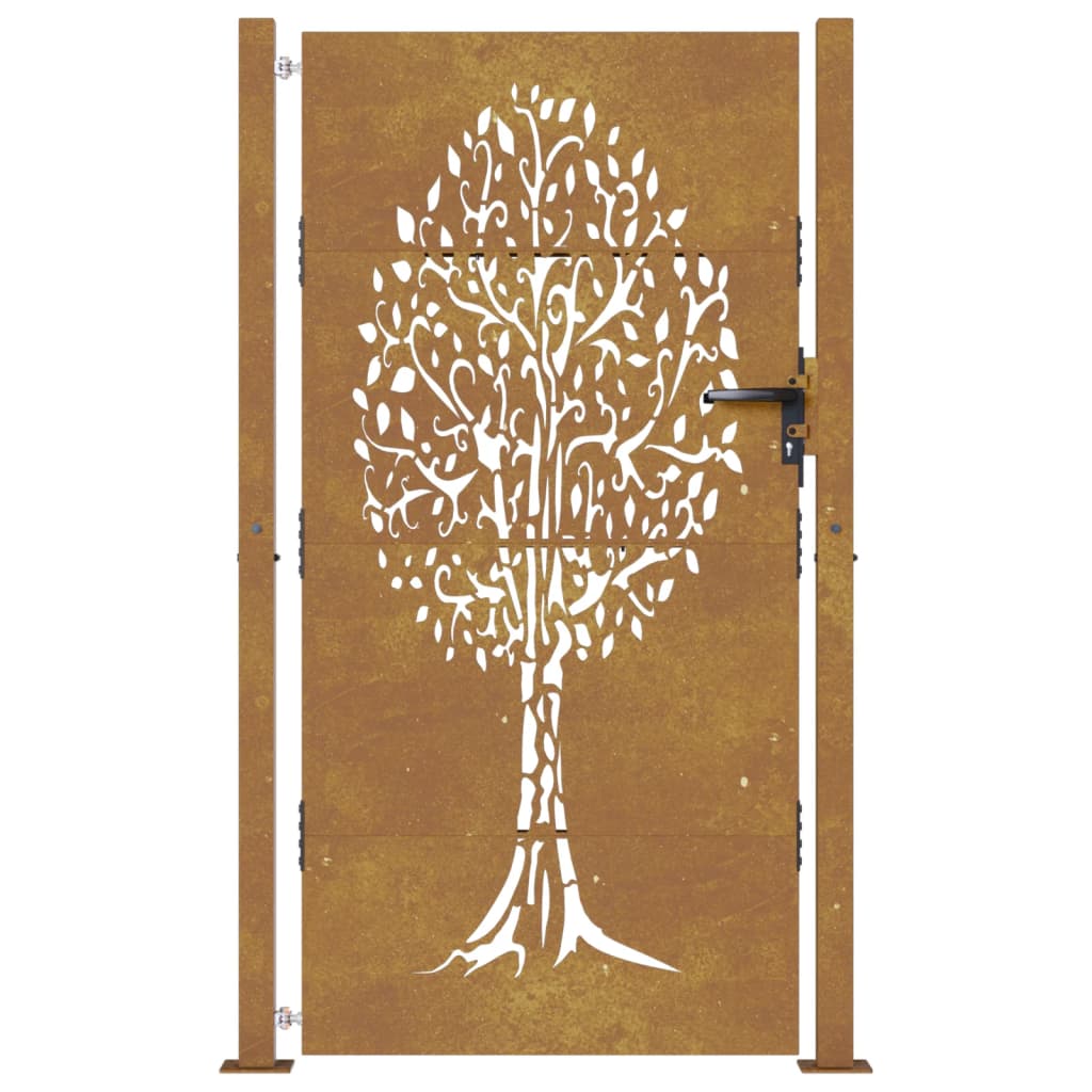 vidaXL Puerta de jardín acero corten diseño árbol 105x205 cm Ofertas de temporada