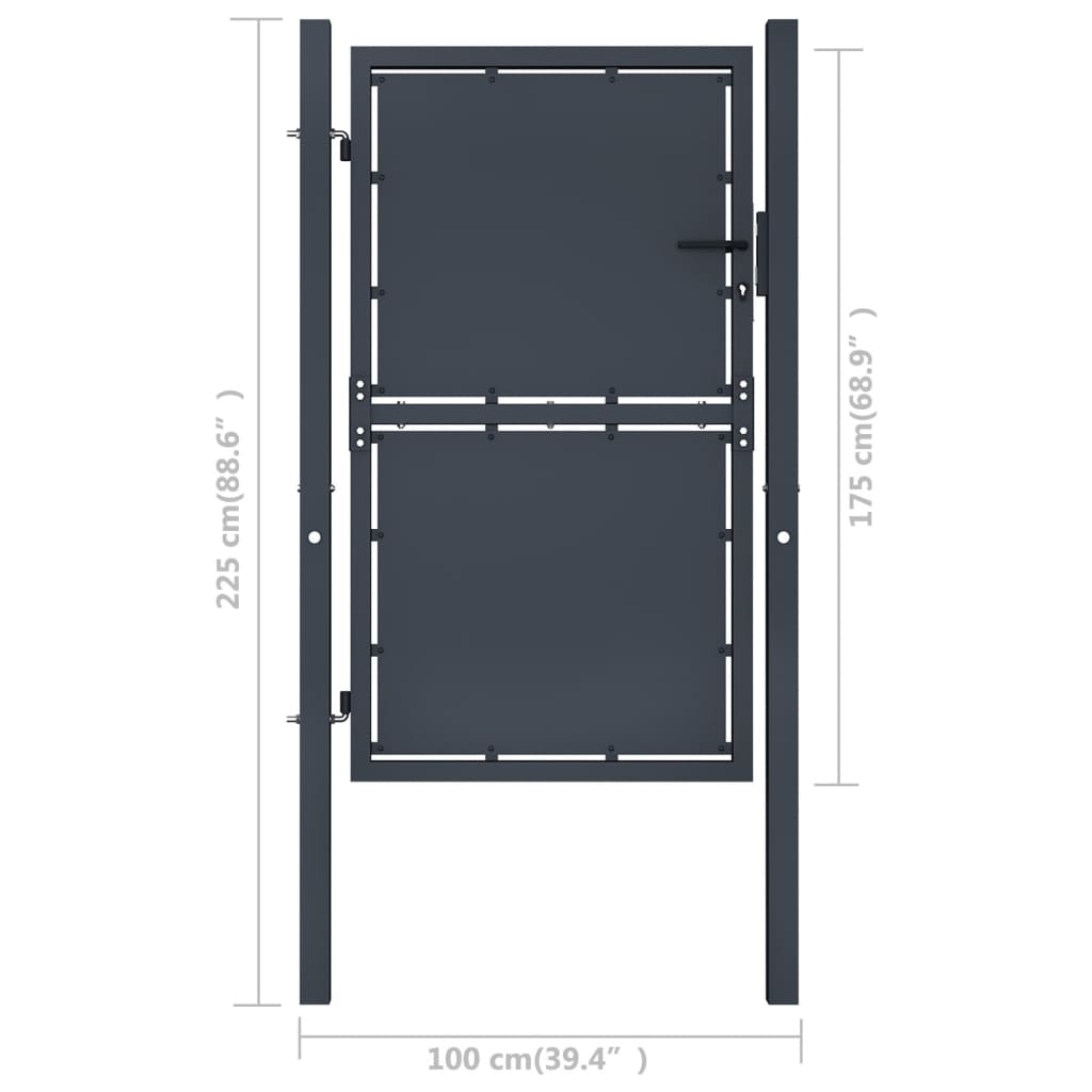 Puerta de jardín Acero 100 x 175 cm Antracita Devoluciones gratuitas