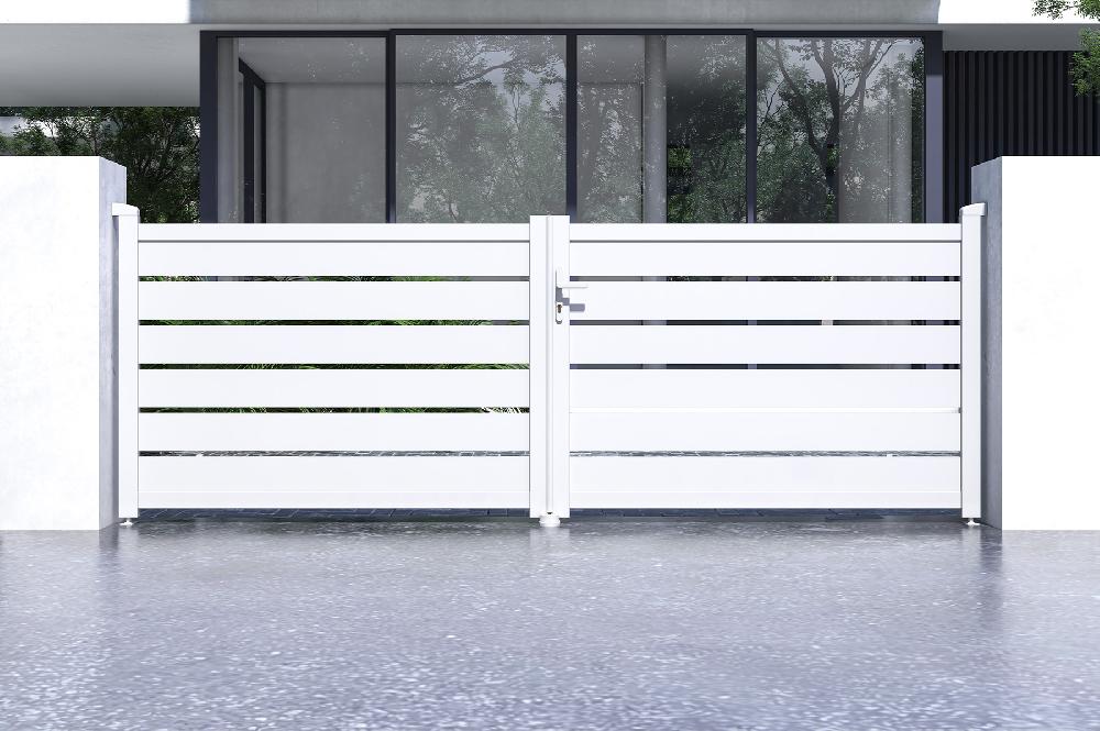 Puerta abatible 3 5m VOGEL H.120 aluminio blanco Gran oferta