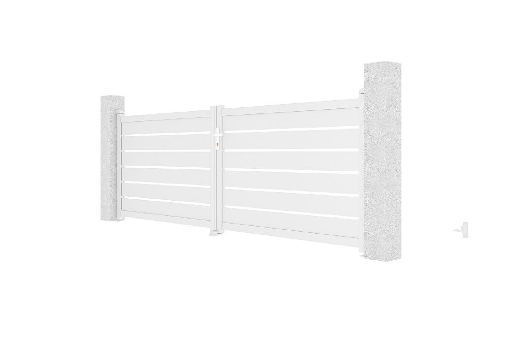 Puerta abatible 3 5m VOGEL H.120 aluminio blanco Gran oferta