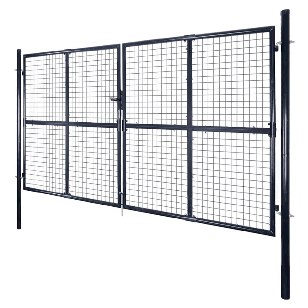 vidaXL Puerta de malla de jardín acero galvanizado gris 289x200 cm Rebajas baratas