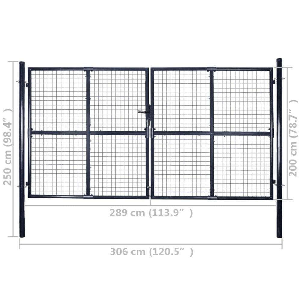 vidaXL Puerta de malla de jardín acero galvanizado gris 289x200 cm Rebajas baratas
