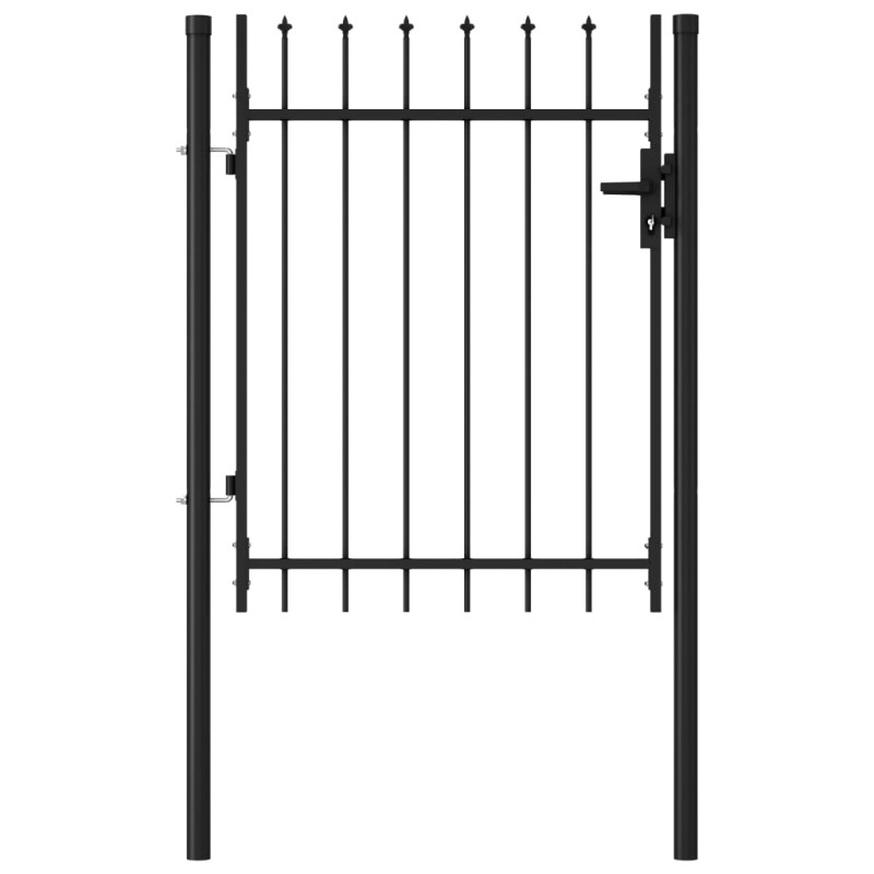 vidaXL Cancela de valla con una puerta y puntas acero negro 1x1 2 m