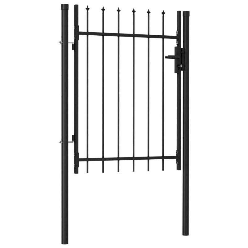 vidaXL Cancela de valla con una puerta y puntas acero negro 1x1 2 m Ventas relámpago