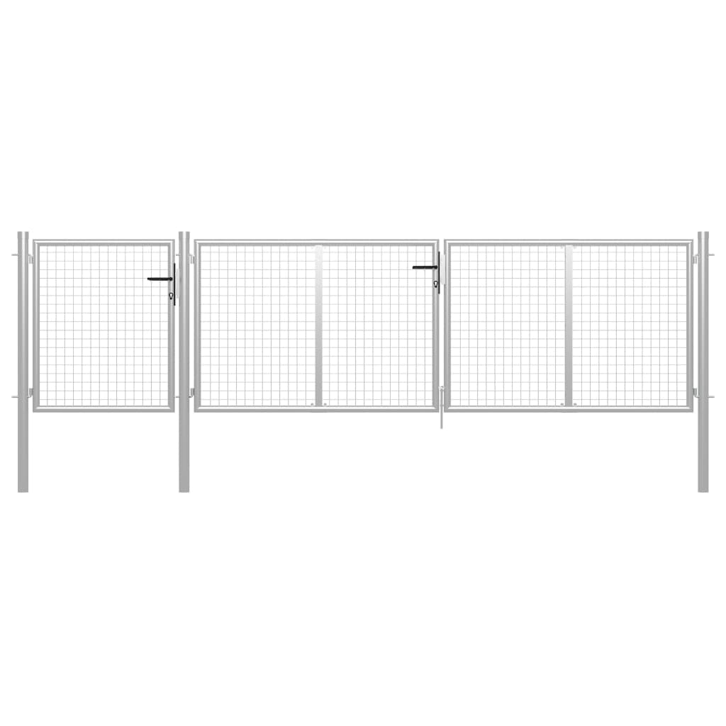 vidaXL Puerta de jardín de acero plateado 400x100 cm
