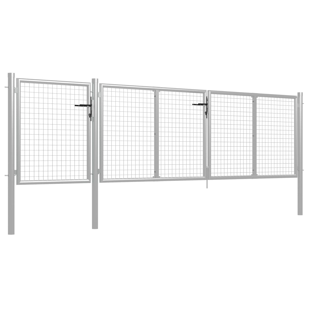vidaXL Puerta de jardín de acero plateado 400x100 cm Descuento