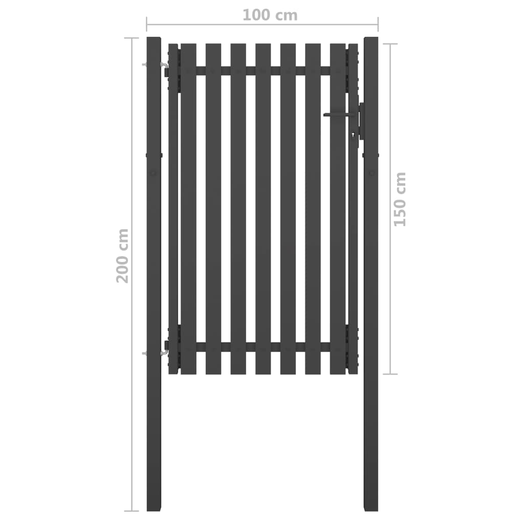 vidaXL Puerta de valla para jardín de acero gris antracita 1x2 cm Tienda