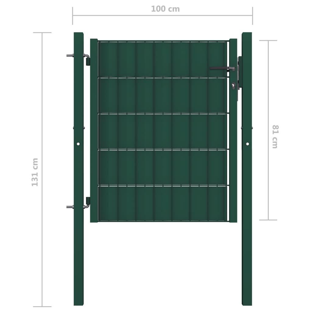 vidaXL Puerta de valla de PVC y acero verde 100x81 cm Tienda