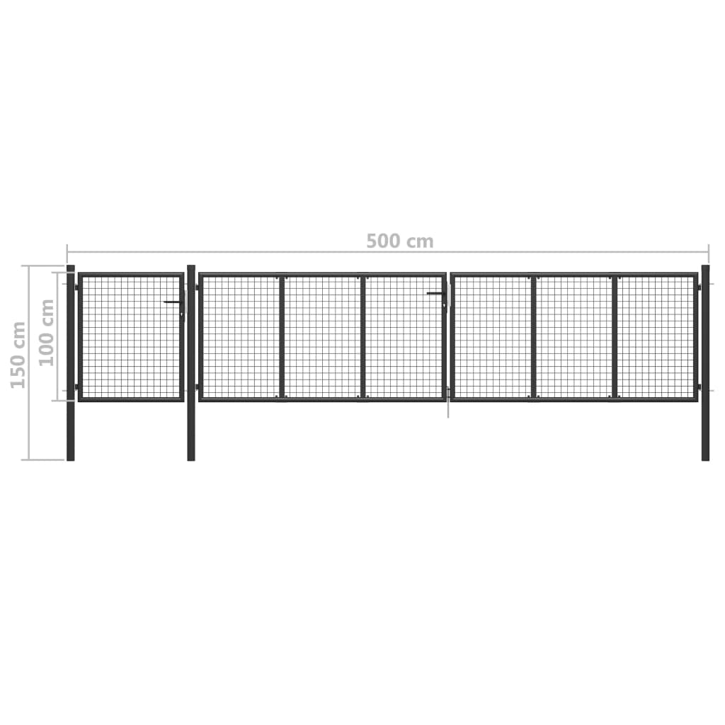 vidaXL Puerta de jardín de acero gris antracita 500x100 cm Mejor oferta