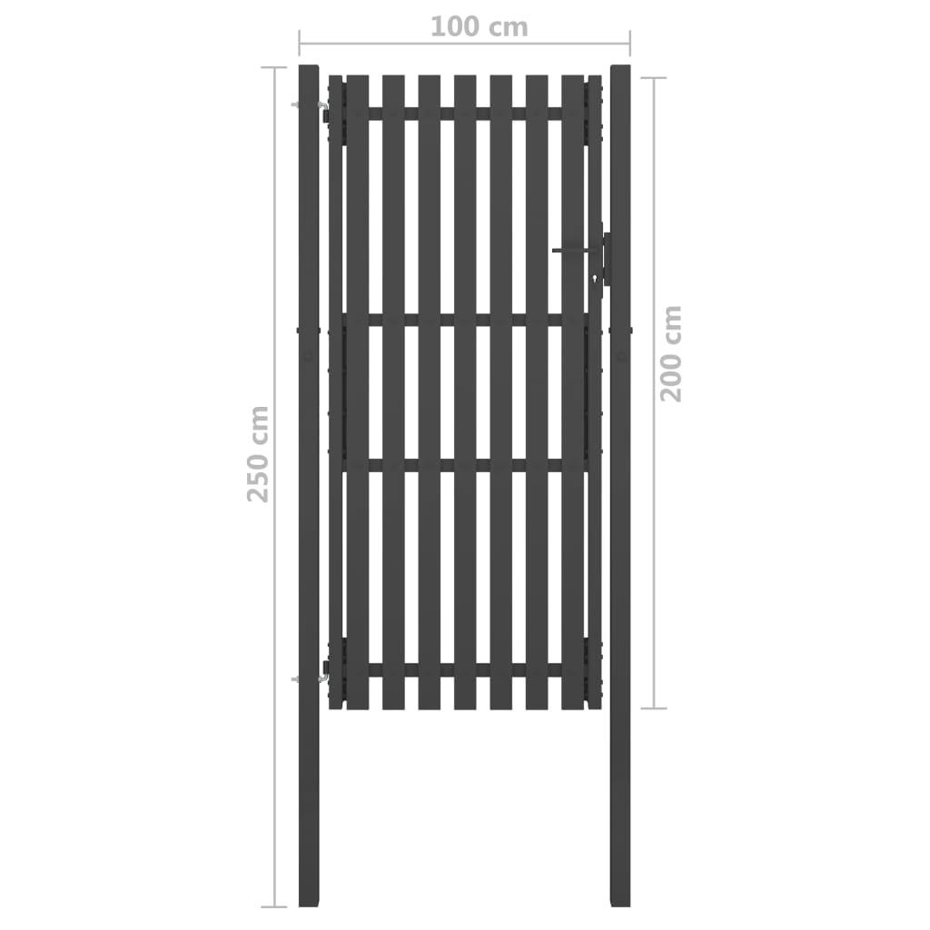 vidaXL Puerta de valla del jardín de acero gris antracita 1x2 5 cm Rebajas online