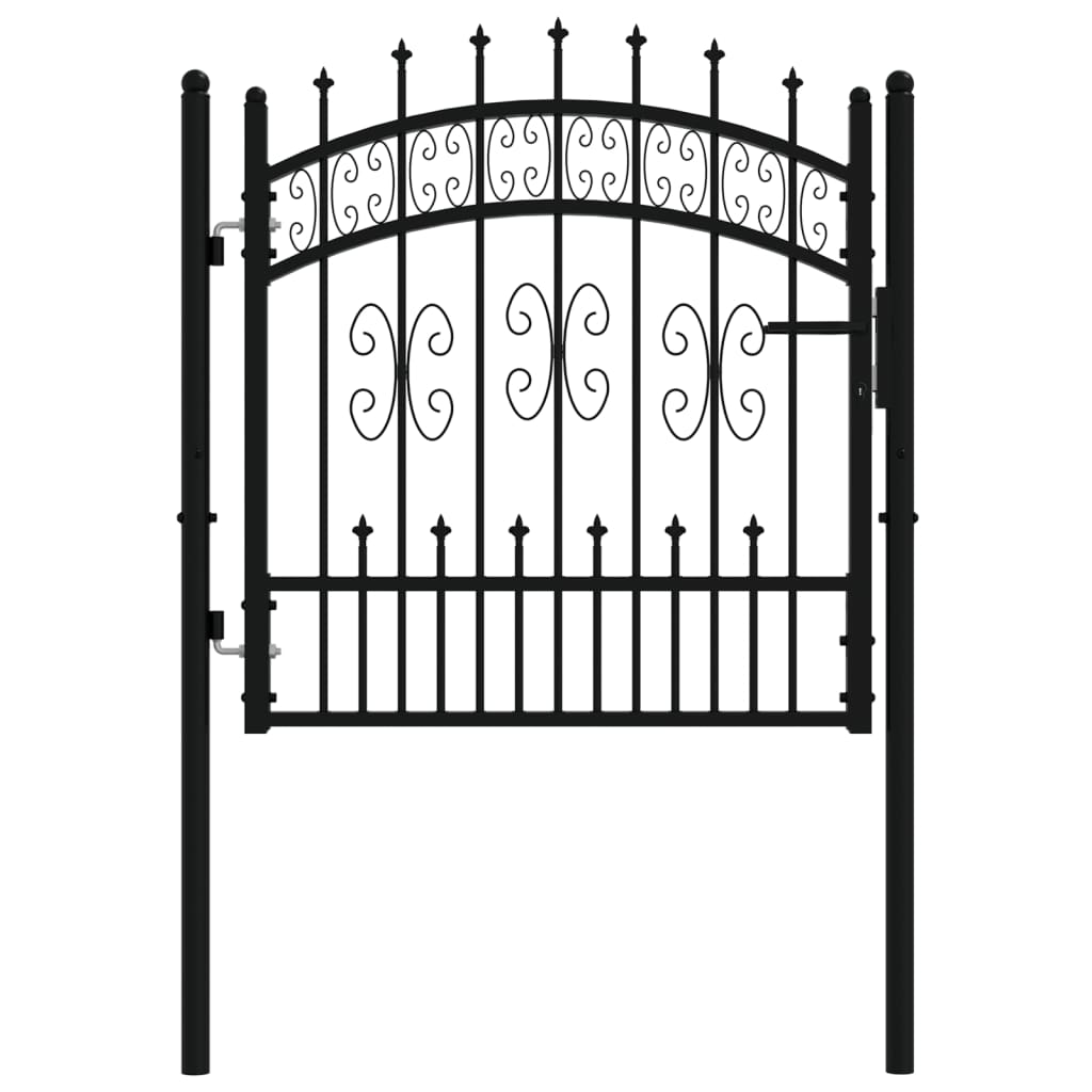 vidaXL Puerta de valla punta lanza acero recubierto negro 103x150cm Rebajas top