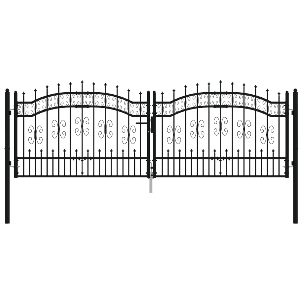 vidaXL Puerta de valla punta lanza acero recubierto negro 305x151cm Envío gratis