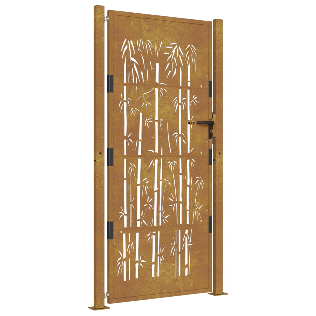vidaXL Puerta de jardín acero corten diseño bambú 105x205 cm Envío gratis