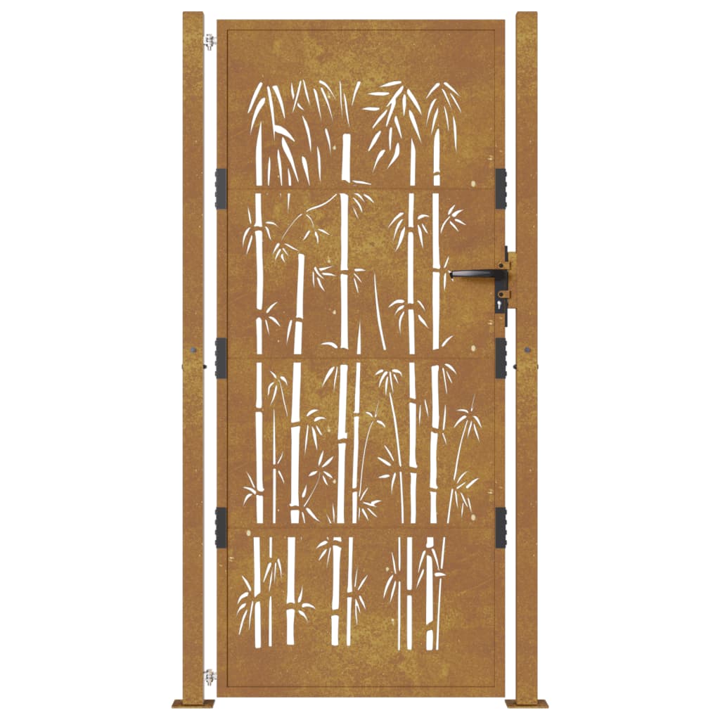 vidaXL Puerta de jardín acero corten diseño bambú 105x205 cm Envío gratis