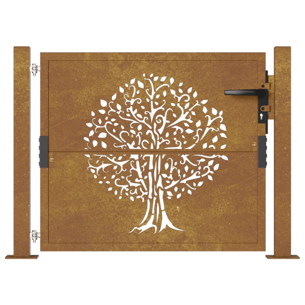 vidaXL Puerta de jardín acero corten diseño árbol 105x105 cm Últimos 3 días