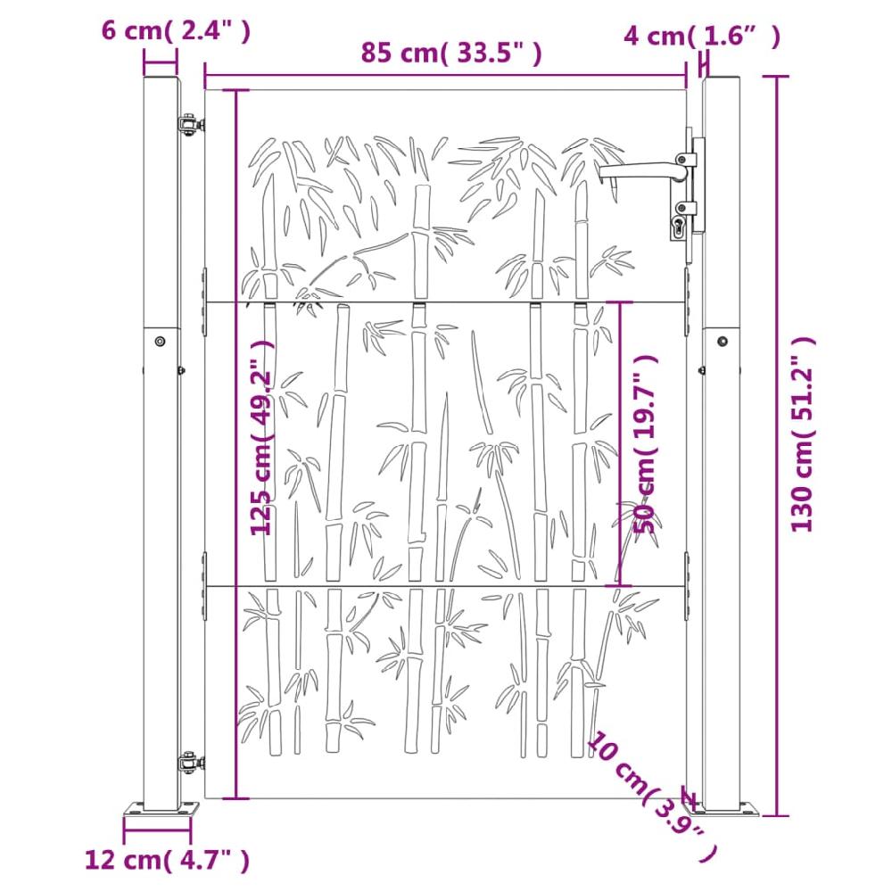vidaXL Puerta de jardín acero corten diseño bambú 105x130 cm Últimos 2 días