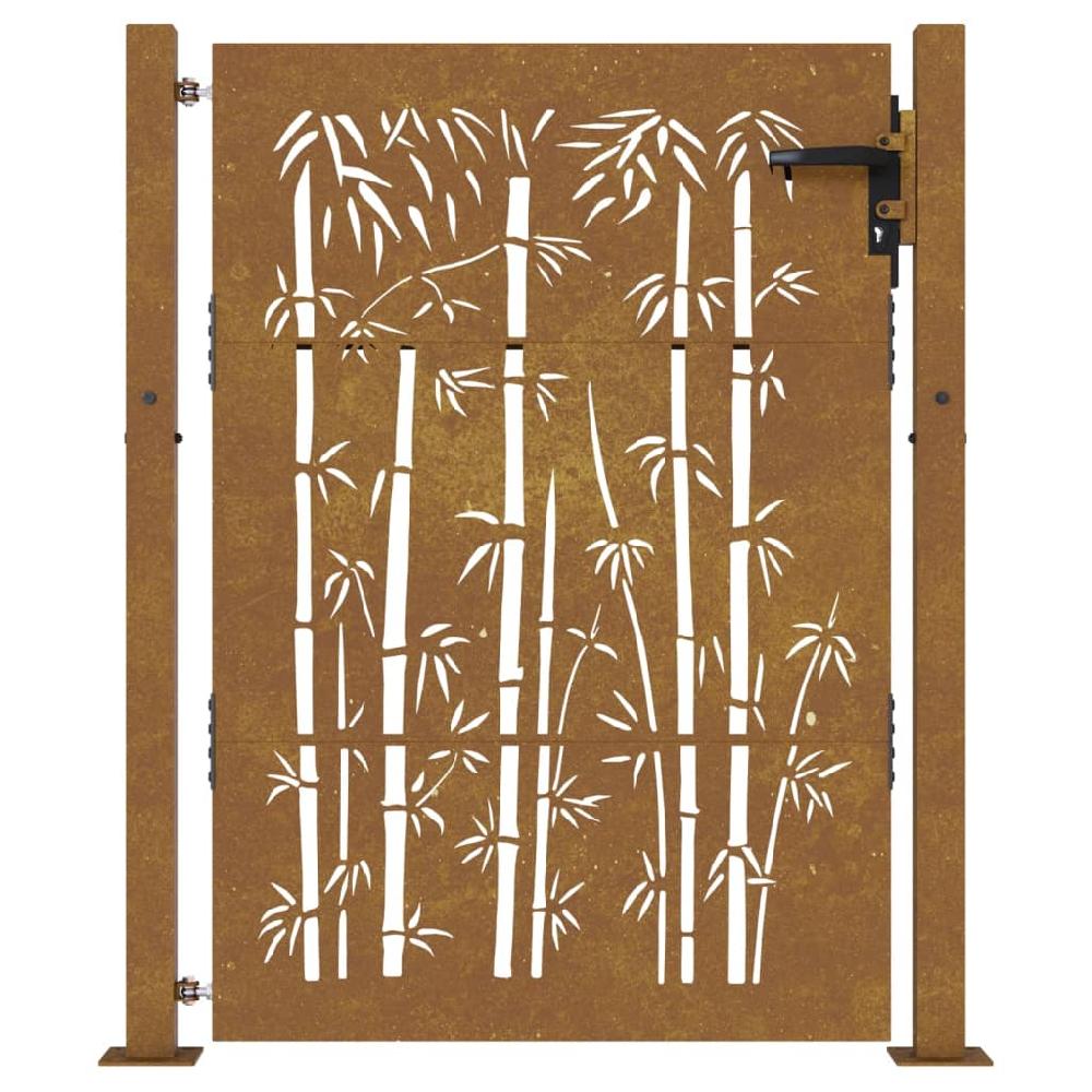 vidaXL Puerta de jardín acero corten diseño bambú 105x130 cm Últimos 2 días