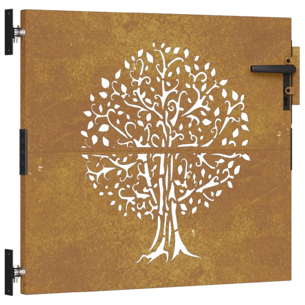 vidaXL Puerta de jardín acero corten diseño árbol 85x100 cm Precio de fábrica