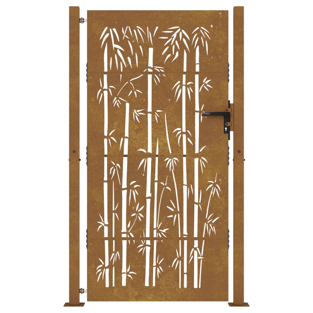 vidaXL Puerta de jardín acero corten diseño bambú 105x205 cm Promoción por tiempo limitado