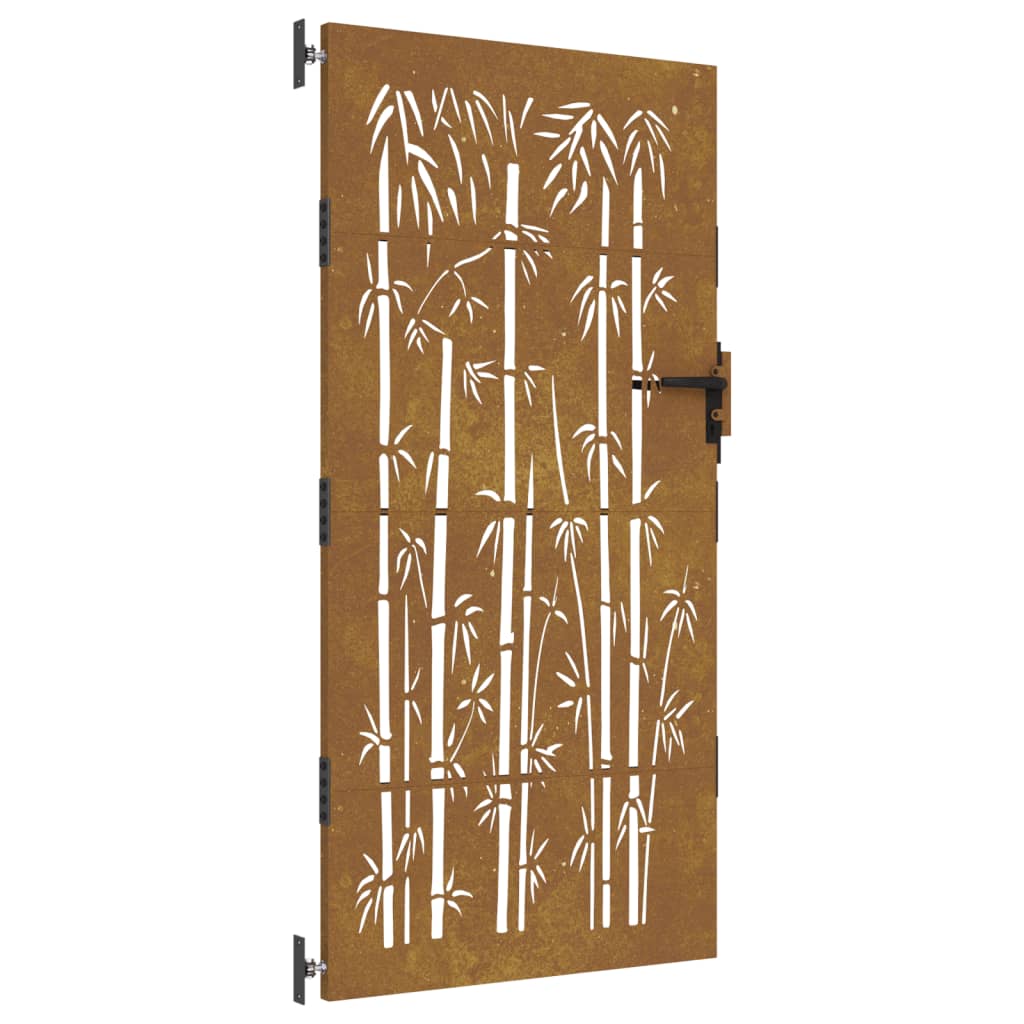 vidaXL Puerta de jardín acero corten diseño bambú 85x175 cm Solo hoy