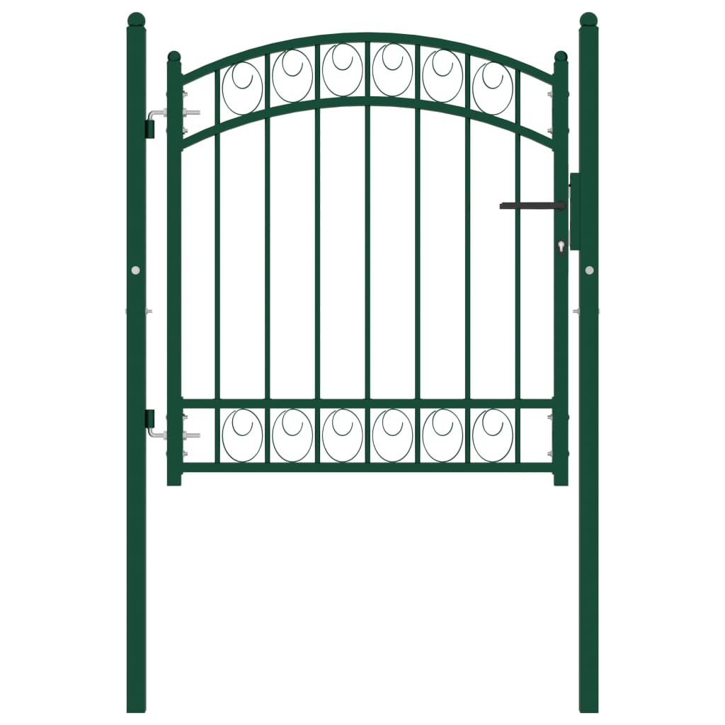 vidaXL Puerta de jardín con arco superior acero verde 100x100 cm