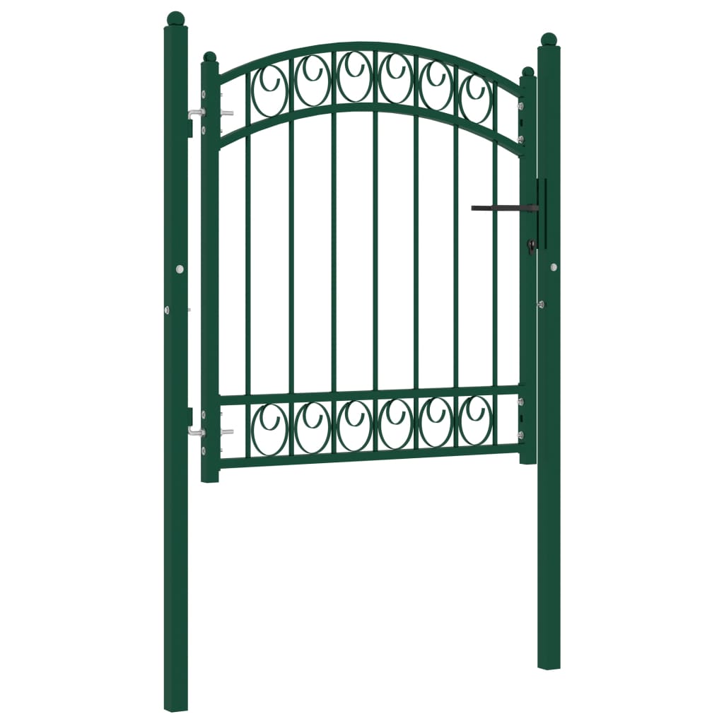vidaXL Puerta de jardín con arco superior acero verde 100x100 cm Oferta especial de fábrica