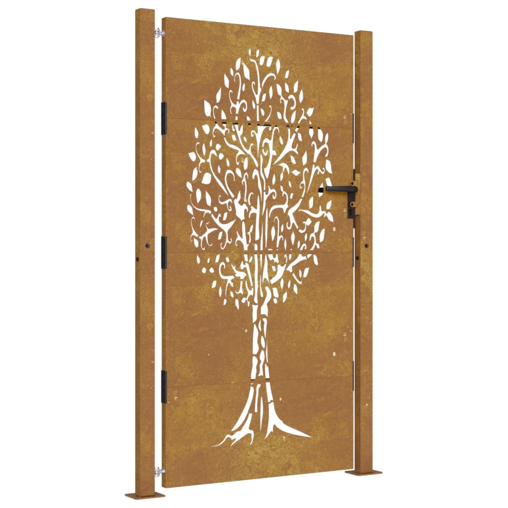 vidaXL Puerta de jardín acero corten diseño árbol 105x180 cm Promoción trimestral