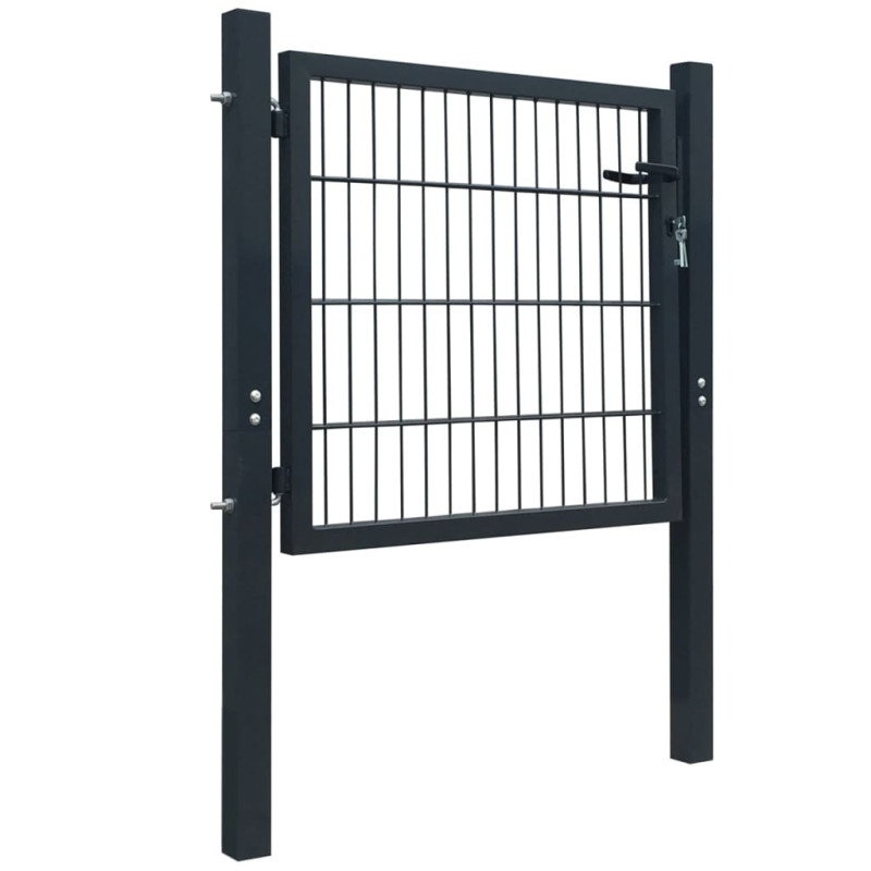 vidaXL Puerta de valla metálica acero gris antracita 105x150 cm Solo queda un día