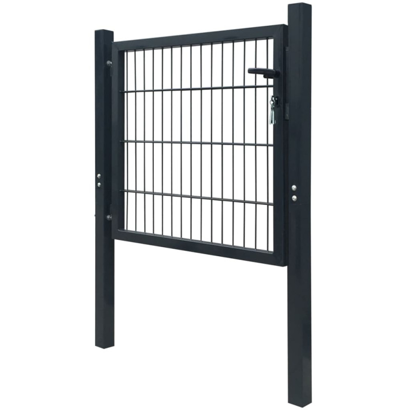 vidaXL Puerta de valla metálica acero gris antracita 105x150 cm Solo queda un día