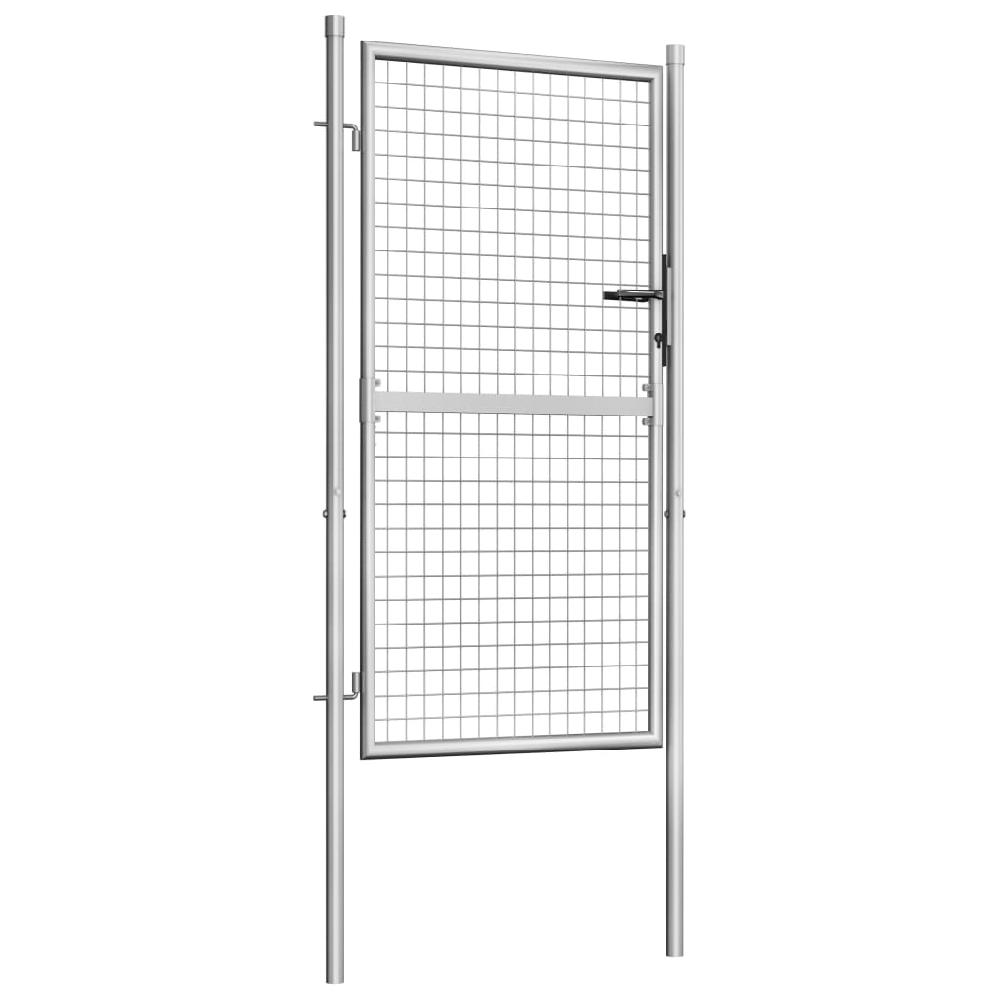 vidaXL Puerta de jardín acero galvanizado plateado 105x200 cm Superdescuento