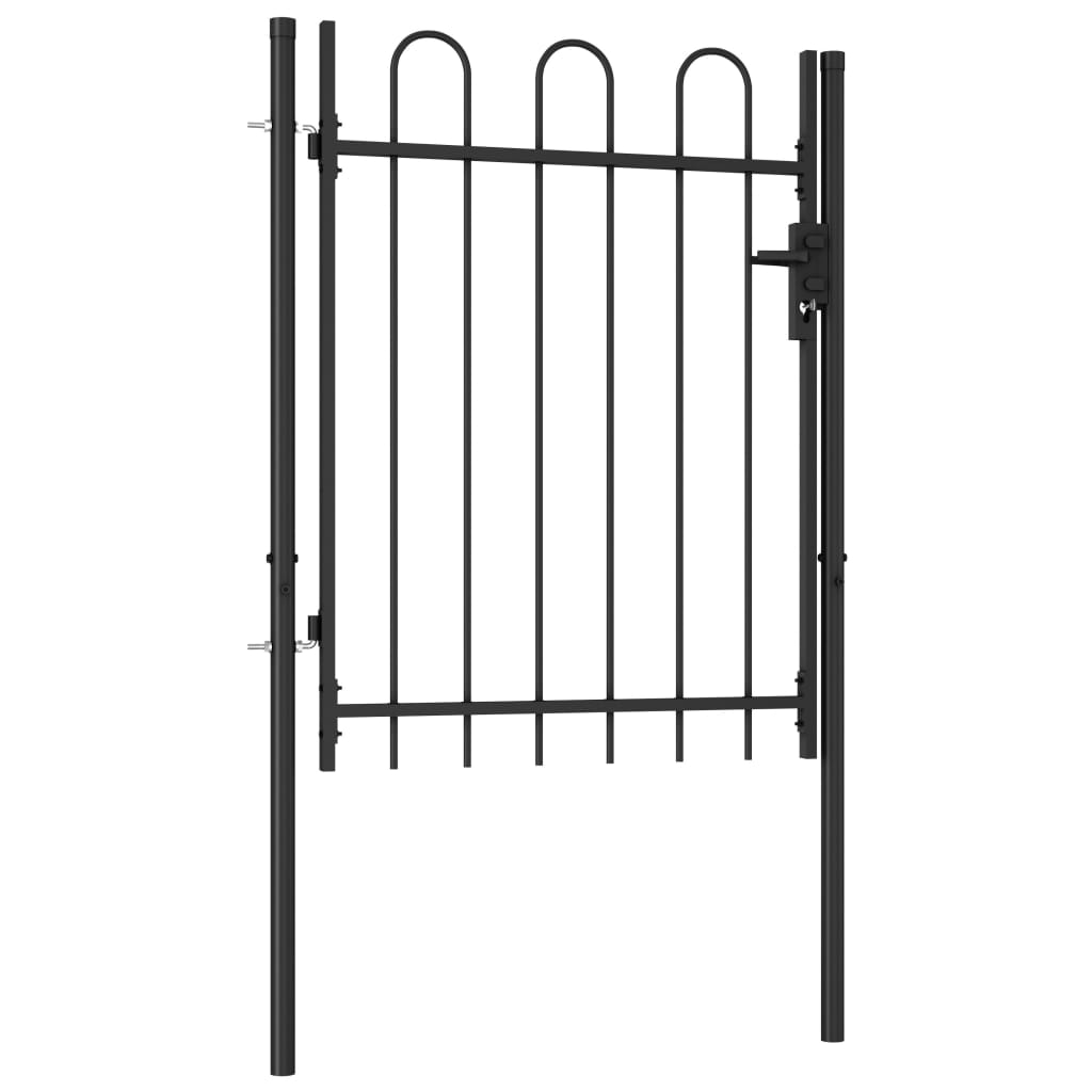 vidaXL Cancela de valla con una puerta y arcos acero negro 1x1 2 m Liquidación