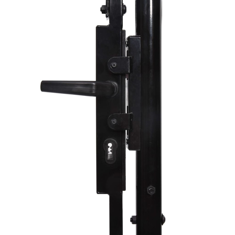 vidaXL Cancela de valla con una puerta y puntas acero negro 1x1 m Envío internacional gratuito