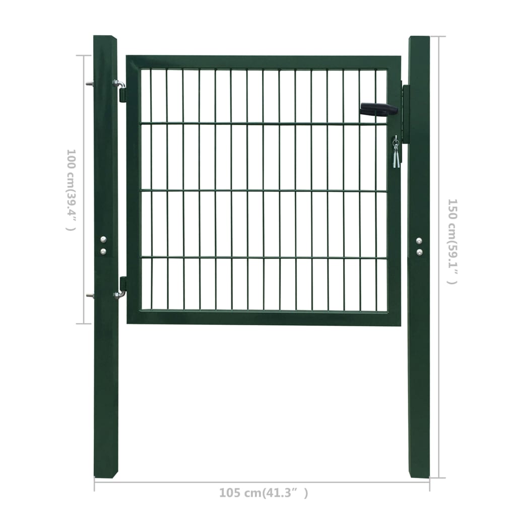 vidaXL Puerta de vallado de acero verde 105x150 cm Tienda de fábrica