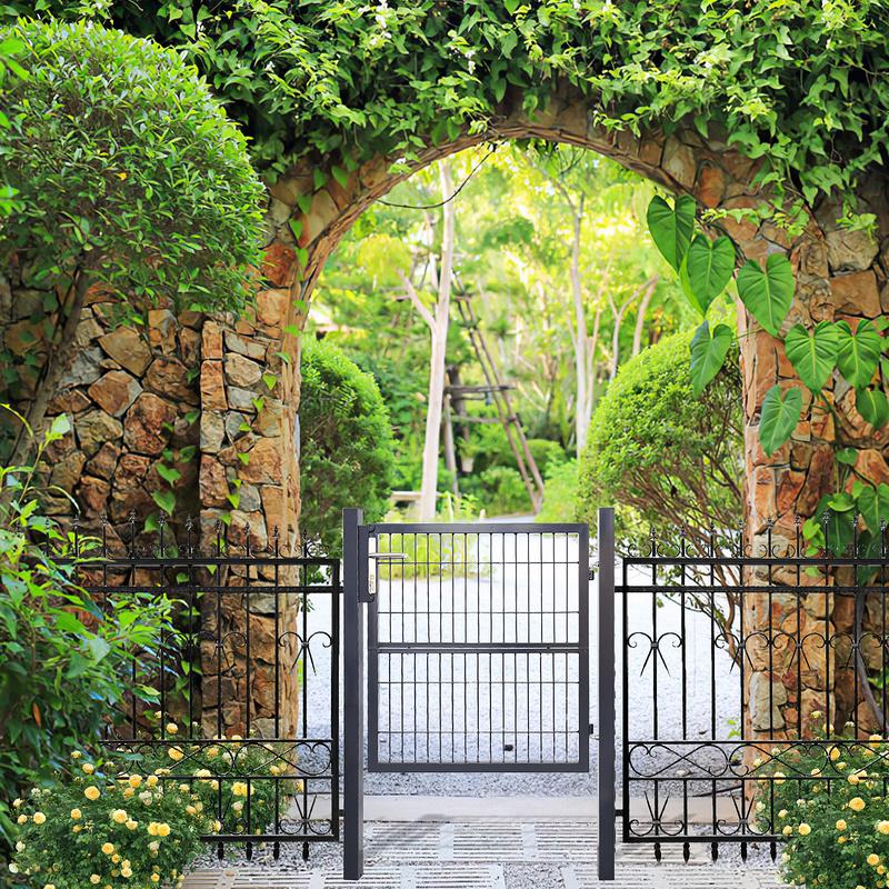 Garden Gate 100 x 100 cm con bloqueo de malla de metal - Gris Descuento por venta flash
