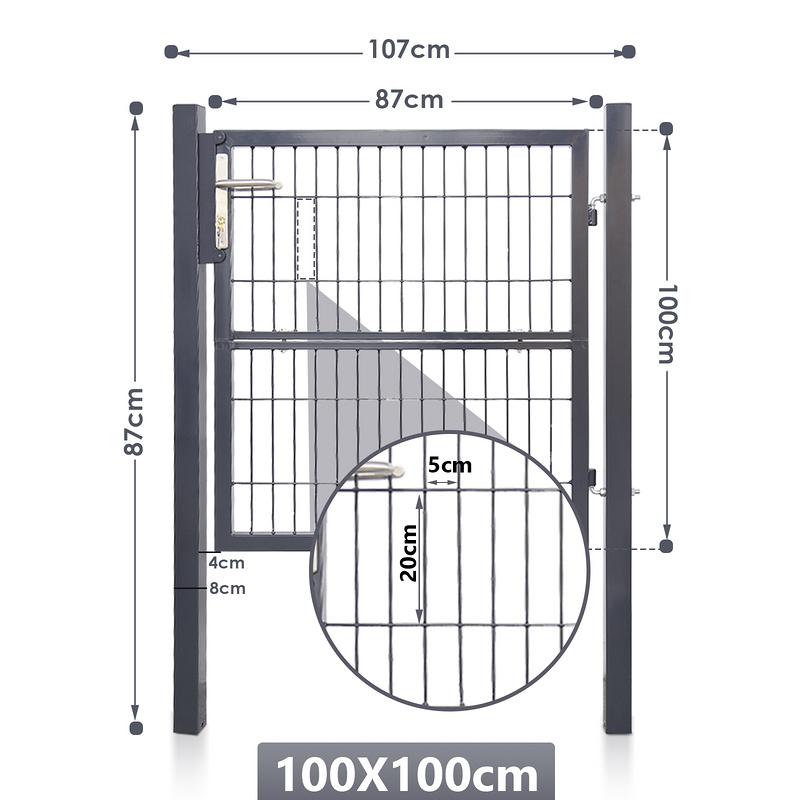 Garden Gate 100 x 100 cm con bloqueo de malla de metal - Gris Descuento por venta flash