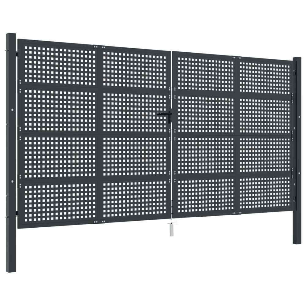 Puerta de jardín antracita 400x175 cm acero En línea