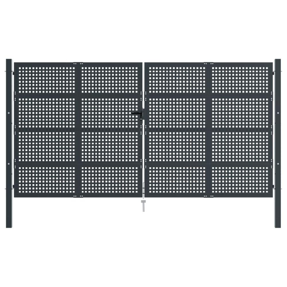 Puerta de jardín antracita 400x175 cm acero En línea