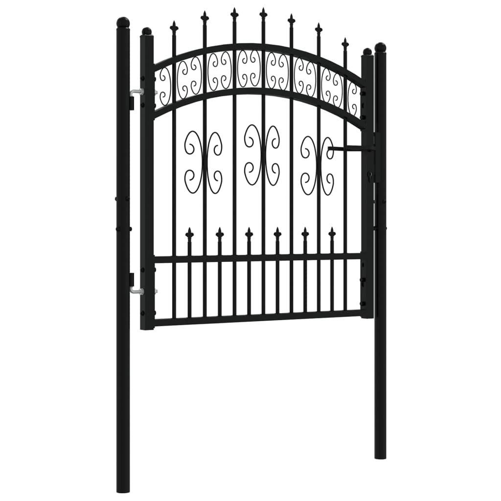 Maison Exclusive - Puerta de valla punta lanza acero recubierto negro 103x150cm Oferta especial