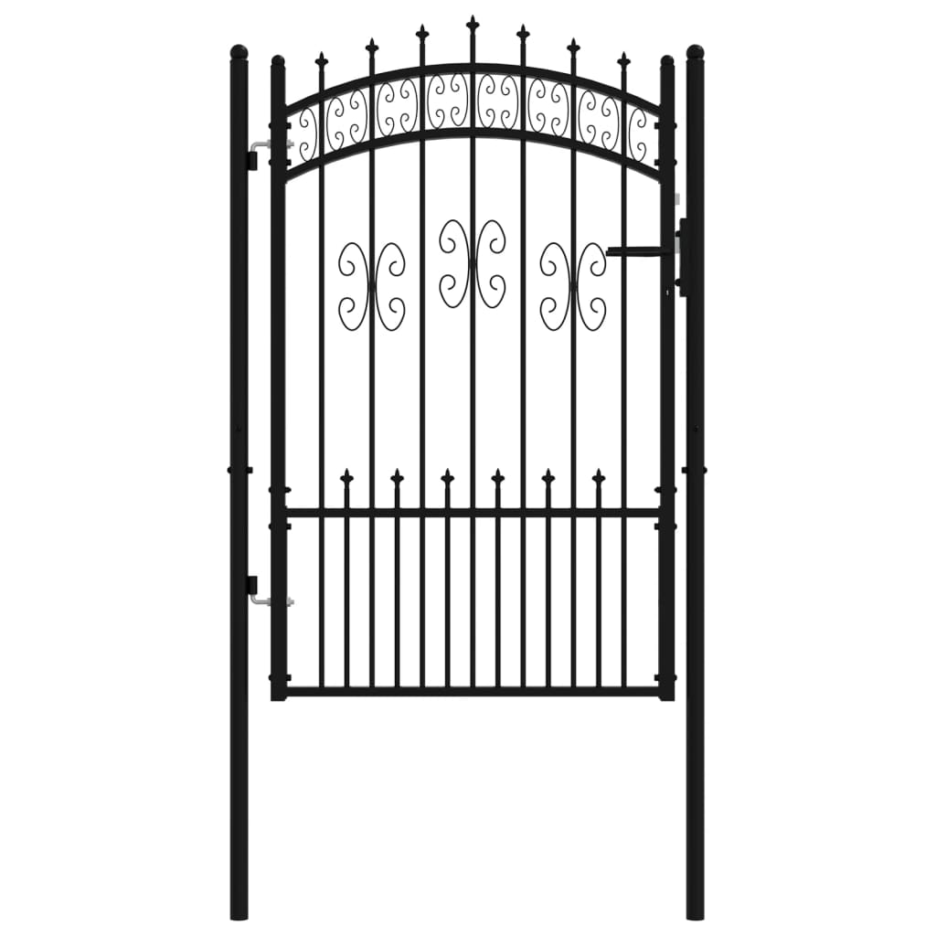 Maison Exclusive - Puerta de valla punta lanza acero recubierto negro 103x200cm Últimos 3 días